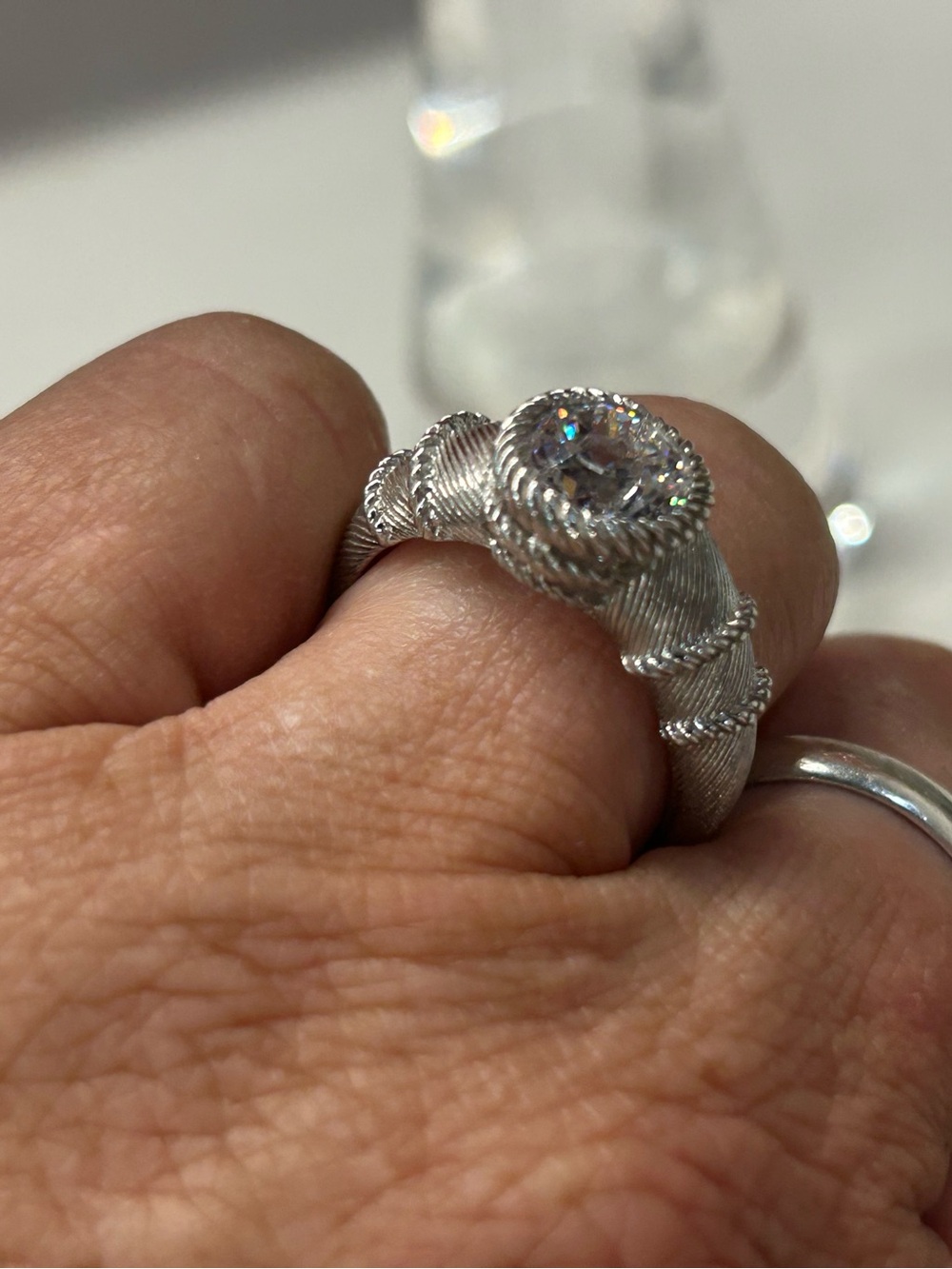 Judith Ripka Silver Rope Band Ring size 9 - Picture 8 of 9